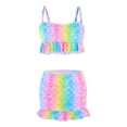 thumbnail image 6 of Gyratedream Toddler Baby Girls Swimsuits 3 Piece Bathing Suits Kids Quick Dry Mermaid Fish Scales Print Tankini Sets with Cover Ups Beach Skirt Family Swimsuits Matching Set for 2 Years-X-Large, 6 of 8