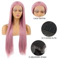 thumbnail image 5 of Unique Bargains Lace Front Wigs for Women 24" Pink Purple Long Straight Hair with Wig Cap, 5 of 6