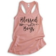 thumbnail image 1 of Blessed With Boys Tank Top, Ladies Racerback Tank Top, Boy Mom Tank, Mother Tank, Desert Pink, Small, 1 of 3