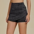 thumbnail image 4 of Jsaierl Women's Wrap-Front Denim Skort, High Waist Casual Jean Skirt-Shorts, Faux Wrap Style Skort for Everyday Wear, 4 of 5