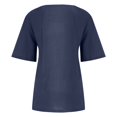thumbnail image 5 of CHUANK Chemises Boutonnées Surdimensionnées Femmes T-Shirts Surdimensionnés Entraînement Coton Lin Chemises Western Manches Courtes Col Rond Hauts d'Été Aguichant pour Grande Taille Blouses d'Été Printemps Jaune Armée g, 5 of 5