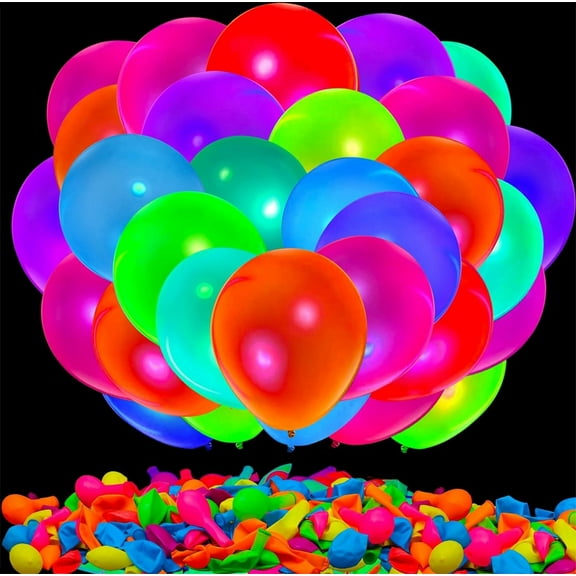Neon Glow Party Balloons,Light up Balloons for Birthday and Wedding Supplies,Fluorescent Balloons,UV Neon Balloons for Party Supplies,Blacklight Glow Balloons,100 Pcs,10 inch