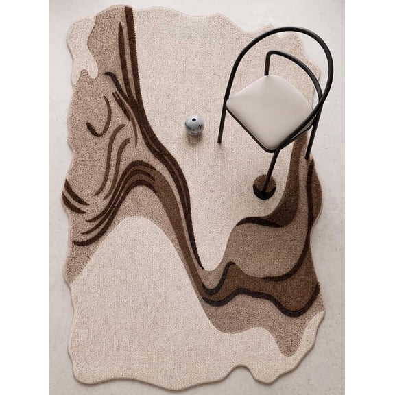 Neu Looms Hand Tufted Wool Area Rug, Modern Abstract Design, Brown Beige, 3x5 Ft