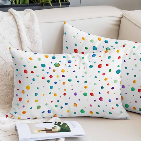 Colorful Polka Dot Pillow Covers 20x30 Inch Queen Size, Rainbow Point Vibrant Decorative Pillowcase with Zipper, Microfiber Pillow Protector, Breathable Pillowcases for Sofa Bed Living Room