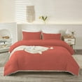 thumbnail image 2 of DNG Luxury 1 Piece Pom Pom Plain Pattern Comforter Set, 800 Thread Count, 100% Egyptian Cotton, White Vintage Pom-Pom Fringe Super Soft (Oversized Super King Size Brick Red Color), 2 of 9