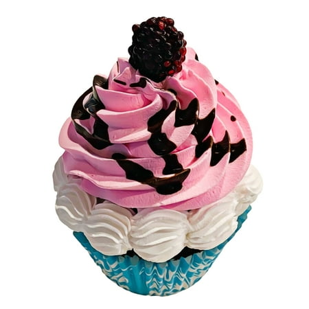 DEZICAKES Fake Cupcake Raspberry Chocolate Cupcake Faux Cupcake – fake food home deco item Dezicakes
