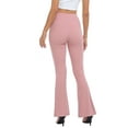 thumbnail image 5 of HDE Women's Crossover Flare Pants Ribbed High Waist Bell Bottom Pink S, 5 of 6