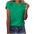thumbnail image 5 of Fesfesfes Black Shirt Women Summer Crewneck Solid Color T-shirts Fashion Comfortable Female Blouses Tops 14(XXXL), 5 of 9