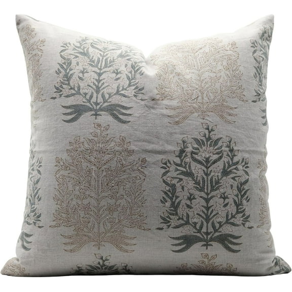 Hand made Pure Linen Pillow Covers with Hand Block Prints By Fabdivine, 12X20, Throw Pillowcase Cushion Cover with Zipper for Sofa, Couch, Home Décor, Outdoor, Farmhouse, Living Room, Vrindavan