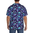 thumbnail image 3 of Fuzoiu Blue Flower Skull Print Men's Casual Short,Men's Short Sleeve Shirt,Mens Casual Button Down Shirts,Cuban Collar Summer Shirt for Beach, Vacation, and Outdoor Activities-4X-Large, 3 of 5