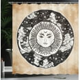 thumbnail image 4 of Ambesonne Tribal Shower Curtain, Sun Face Moon, 69"Wx84"L, Black White Cream, 4 of 5