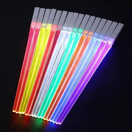 

Lightsaber Chopsticks Star Wars Light Up - LED Glowing Light Saber Chop Sticks - Reusable Sushi Lightup Sabers Chopstick Set Of 1 Pairs - Blue & Red & Green & Purple Chop Sticks Wooden