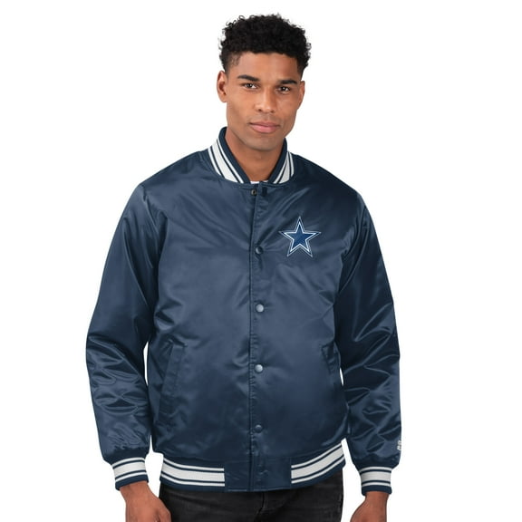 Men's Starter  Navy Dallas Cowboys Printed Team Logo Satin Varsity Full-Snap Jacket