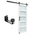 thumbnail image 1 of KFFKFF Sliding Barn Door, 30 x 84 inch, High-Strength MDF Panel and Glass, Barn Door with Hardware Kit, Water-Proof PVC Surface, Easy to Install, H-Frame, 1 of 9