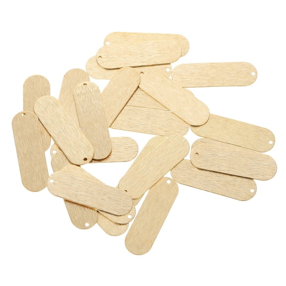 Raindrops 25 Pcs Brass Blank Name Plates with Single Hole for Engraving Jewelry Labels Light Brown