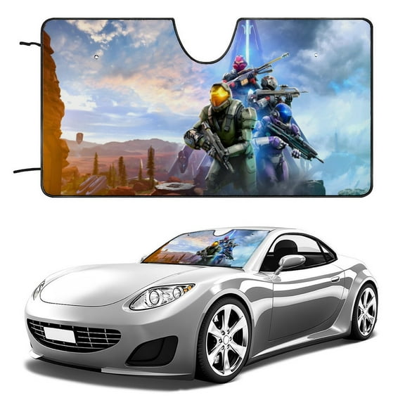 Halo-theme Windshield Sun Shade Front Protector Folding Car Sun Visor Blocks Uv Rays Keeps Your Vehicle Cool52in*28in(130*70cm)