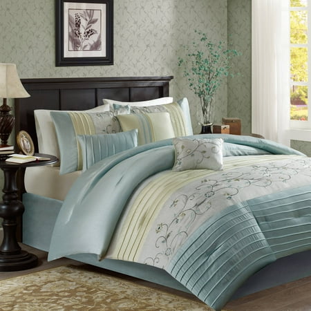 Aqua Moroe Embroidered Comforter Set (King) 7pc