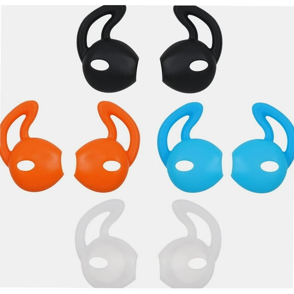 Ear Gel for iPhone Earpods, Ear Buds Tips, 4 Pair Anti-Slip Soft Silicone Replacement Earbud Tips for Earphone of iPhone7 SE 6s iPhone 6s Plus 5s [Sport](Black/Clear/Blue/Orange)