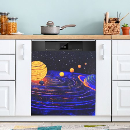 

Universe Planets Shining Stars Dishwasher Magnet Refrigerator Magnetic Cover Washing Machine Magnet Sticker for Home Kitchen Decoration