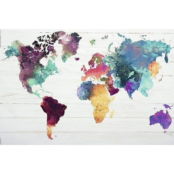 Map Of The World - Watercolor Art Poster / Print (World Map)