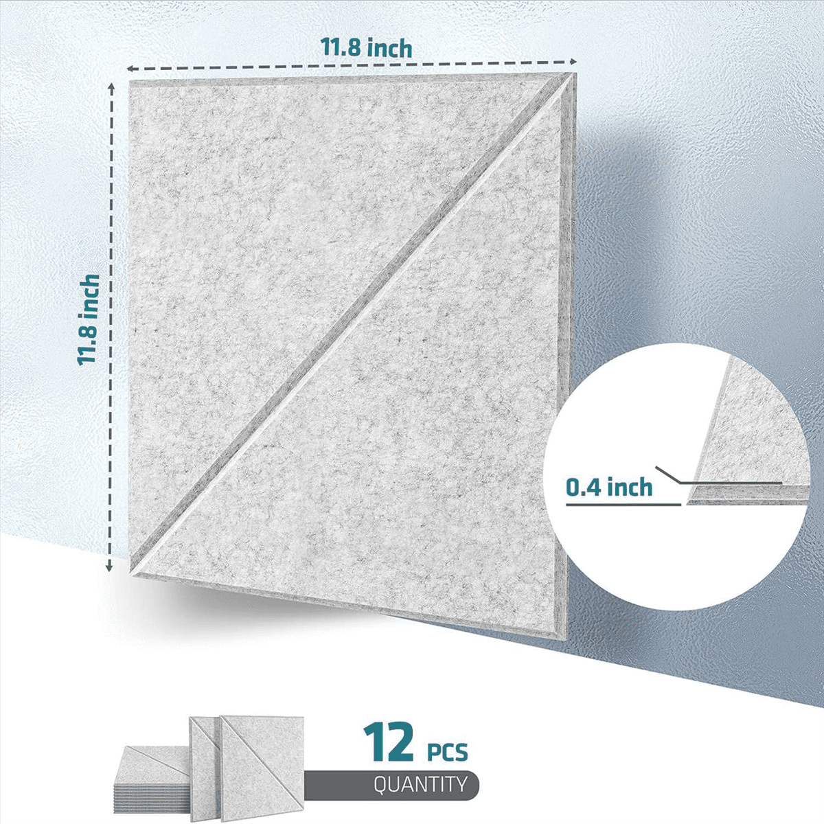 12 Pack Acoustic Panels, 12 X 12Inch Decorative Soundproofing Panels, Wall and Ceiling Acoustical Panels Silver Grey