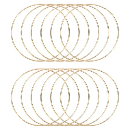 Uxcell 12 Pcs Dream Catcher Rings,Metal Crafts Hoops Floral Hoop 5.5 Inch Macrame Hoops Rings for DIY Crafts Wreath Making Supplies Plant Hangers,Gold
