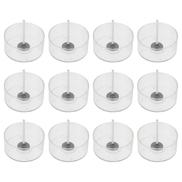 1 juego de mechas de algodón para velas con vasos redondos de plástico para velas de té (kit para hacer velas)