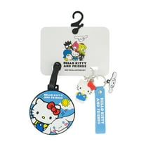 Hello Kitty 2-Piece Suitcase ID Tag and 3D Lanyard Set with Adjustable Straps, Multi