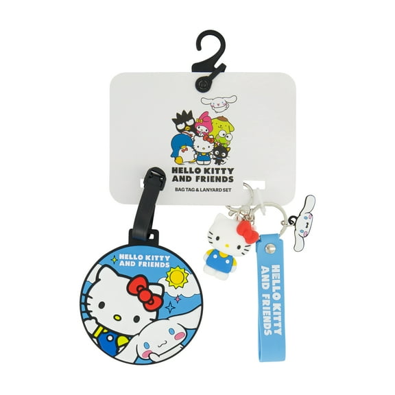 Hello Kitty 2-Piece Suitcase ID Tag and 3D Lanyard Set with Adjustable Straps, Multi