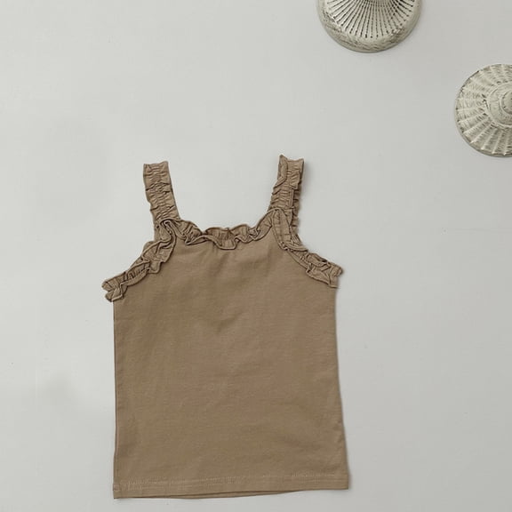Girls Tank Tops Toddler Summer Cute Ruffle Sleeveless Cami Top Spaghetti Strap Camisole 12Months-9Years