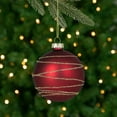 thumbnail image 3 of Northlight Glittered Golden Stripes Christmas Glass Ball Ornaments - 3" (75mm) - Red and Green - 4ct, 3 of 9