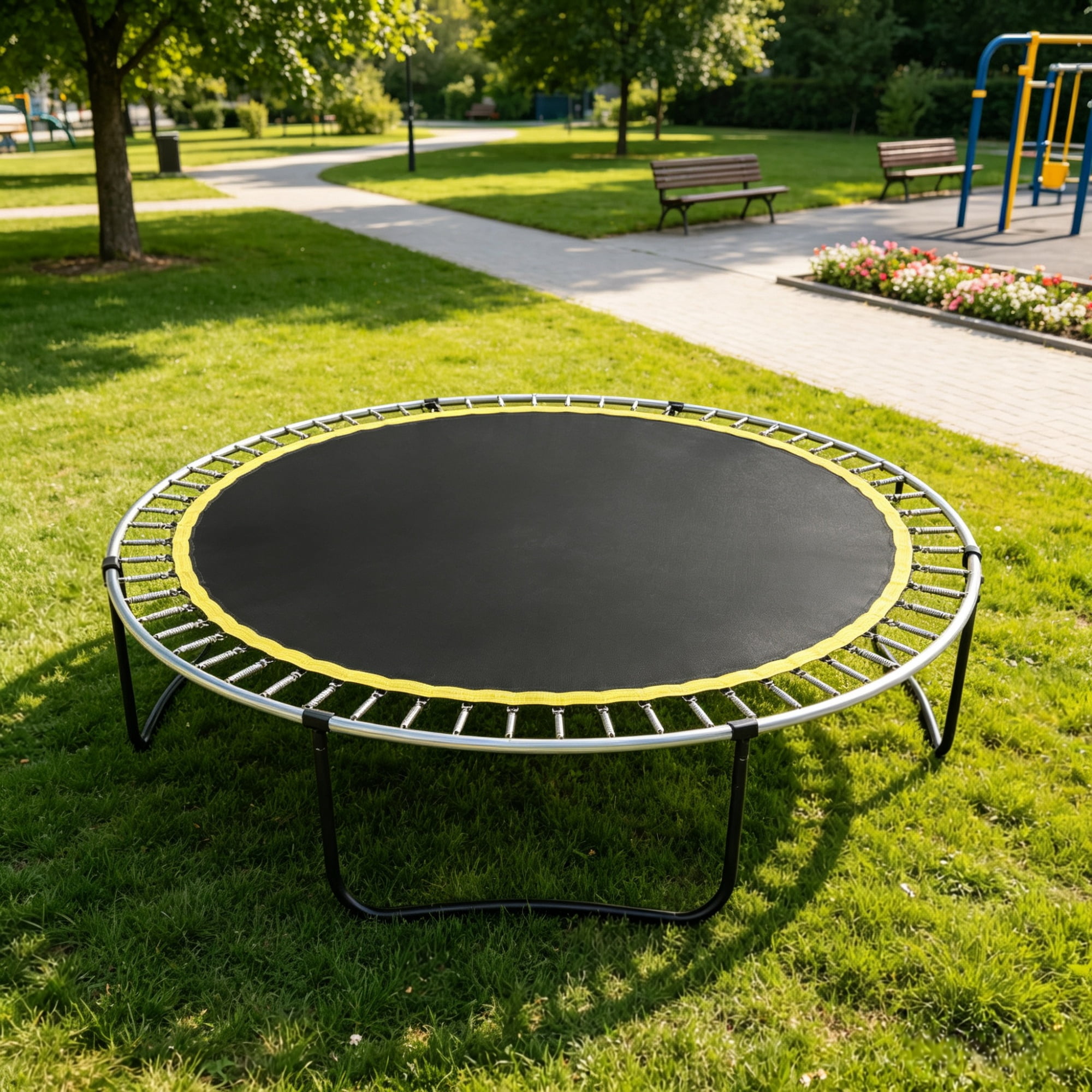 12ft Round Replacement Trampoline Mat, UV-Resistant Jumping Pad with V-Rings & Spring Tool (Fits 5.5" Springs)（Only Trampoline Mat）