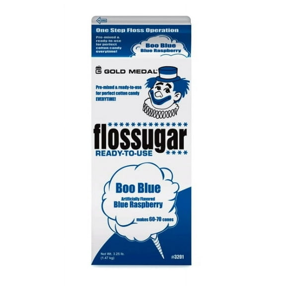 Dana Market - Cotton Candy Flossugar Boo Blue (Blue Raspberry Flavor) - 1/2 Gallon Cartons - 3.25 lbs.