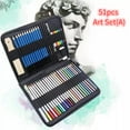 thumbnail image 2 of 51-Piece Premium Art Drawing Kit: 12 Sketching Pencils (2H-8B), 12 Metallic Colored Pencils, 12 Watercolor Pencils, 3 Charcoal Pencils, 6 Compressed Color Sticks, Plus Pencil Extender, Water Brush,, 2 of 7