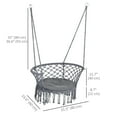 thumbnail image 3 of Outsunny Hanging Hammock Chair, Cotton Rope Porch Hammock Swing with Metal Frame and Cushion, Large Macrame Seat for Patio, Garden, Bedroom, Living Room,  Dark Grey, 3 of 10