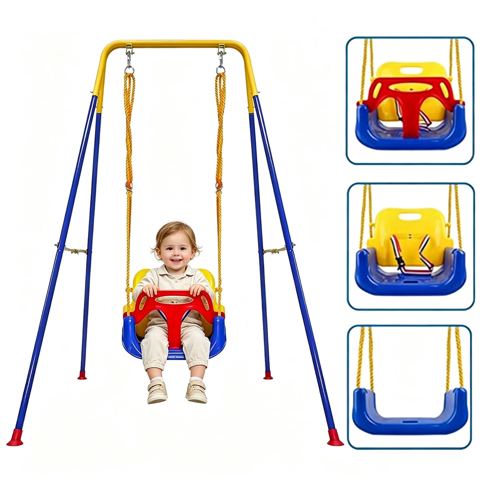 3-in-1 Toddler Swing Baby Swing Set for Indoor and Outdoor Play Kids Outdoor Swing Blue