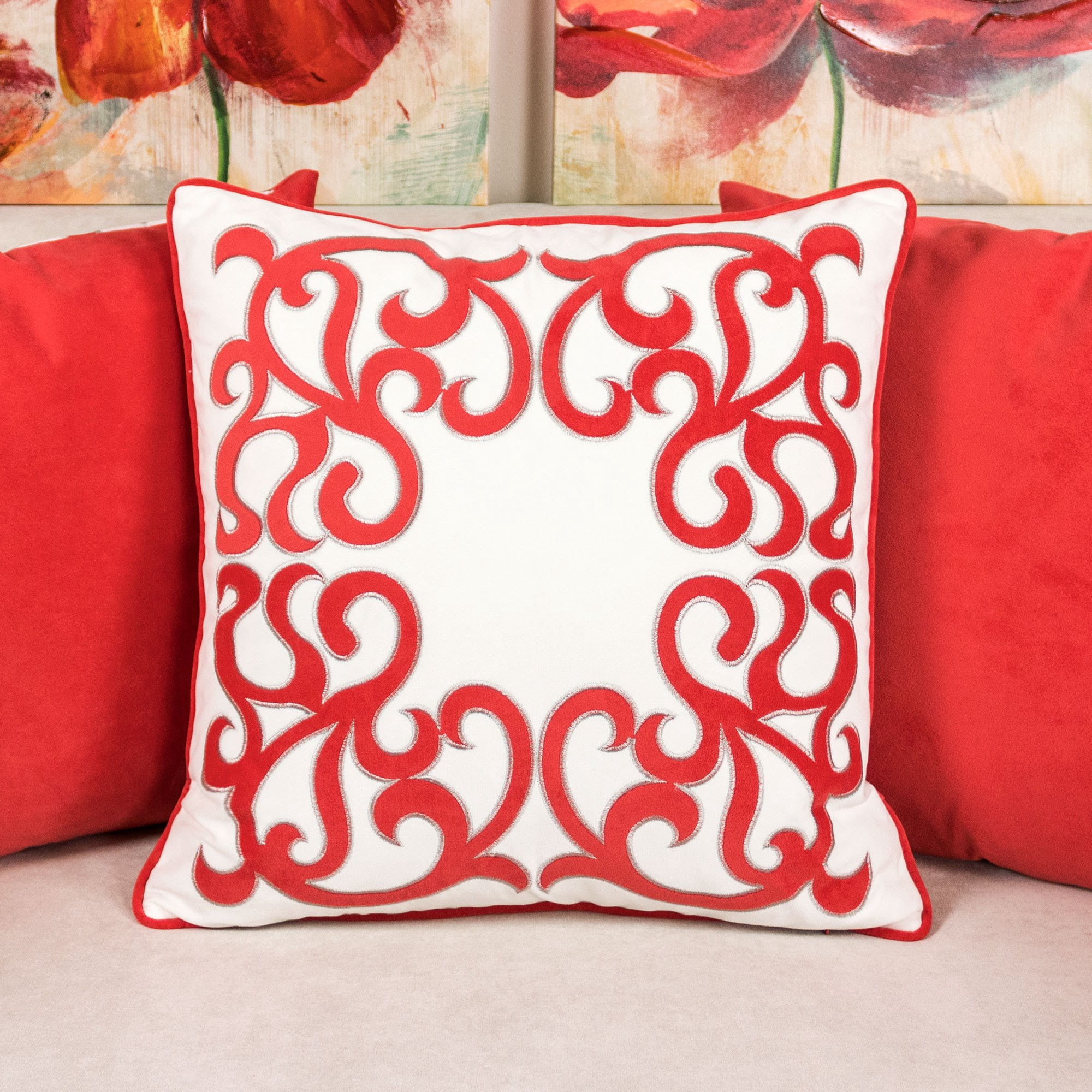 Jordan Coral Geometric Polyester 20 in. x 20 in. Throw Pillow
