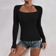 thumbnail image 5 of Mujeres Sexy Slim Casual Sólido Manga larga Cuello cuadrado Base Camisas Blusas cálidas Tops Fridja FKASFK2707, 5 of 6