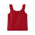 thumbnail image 4 of Qulqfy Sleeveless Womens Blouse Solid Cotton Linen Crew Neck Casual Loose Ruffle Trendy Pleat Flowy Hollow Out Women Tops Red XL, 4 of 8