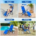 thumbnail image 6 of ABORON Folding Beach Chair for Adults, Set of 2 Beach Chair with Canopy Shade, Foldable Tanning Chair Beach Lounge Chair Integrated Wagon Cart Combo Large Wheels for Outdoor, Beach, Pool, Sunbathing, 6 of 10