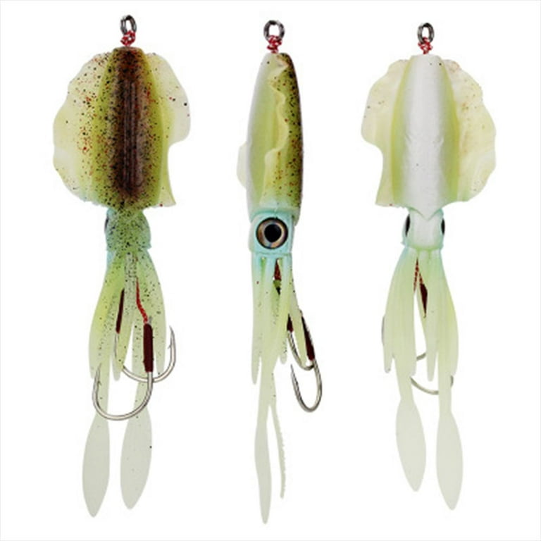20g/60g 150mm Hot Portable Artificial Glow Fishing Tackle Squid Skirt Lure Long Tail Saltwater Octopus Bait Hook Color B - with Lead Hook
