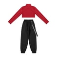 thumbnail image 3 of Aislor Kids Girls Dance Athletics Outfits Long Sleeve Crop Tops with Cargo Pants Hip Hop Street Performance Costume, 3 of 7