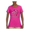 thumbnail image 2 of Wild Bobby Breast Cancer Awareness Flowers Breast Cancer Awareness Women Graphic Tee, Fuschia, Small, 2 of 6