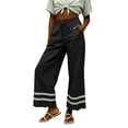 thumbnail image 2 of Kezqiaxn Womens Wide Leg Pants Drawstring Lace Splice Elastic Waist Loose Casual Trousers with Pockets Lounge Pants Women, 2 of 6