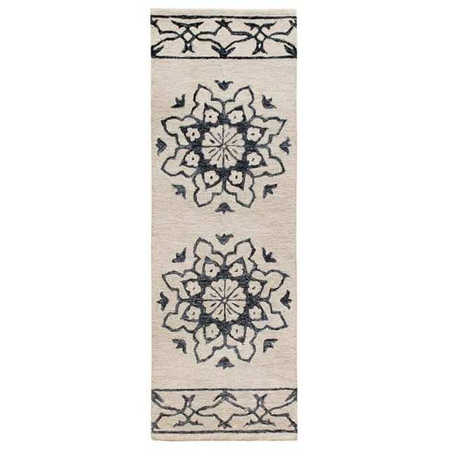 LR Resources BROSE21709BEI2369 2 ft. 3 in. x 6 ft. 9 in. Modern Mosaic Medallion Rectangle Runner Rug