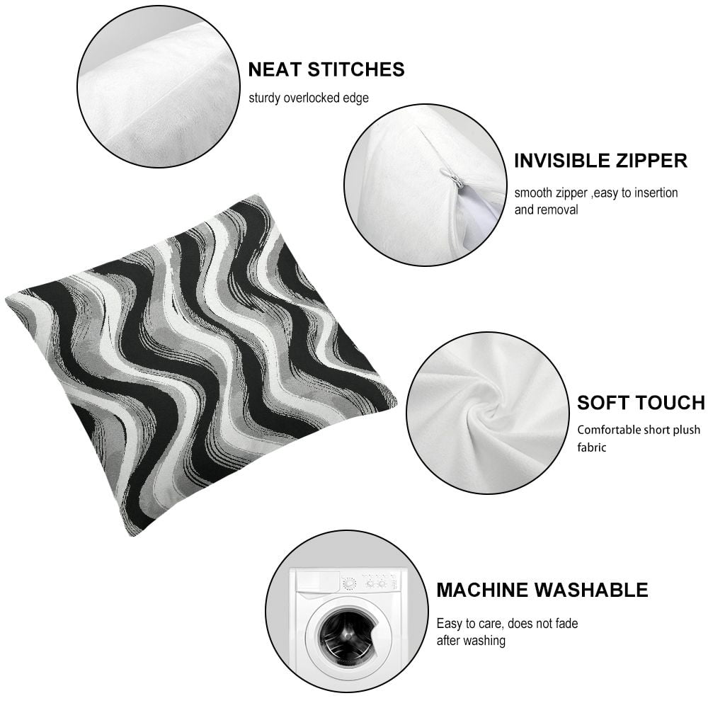 JRXY Black and White Grey Throw Pillow Covers Set of 2 Modern Geometric Lines Cushion Covers for Living Room Sofa Accent Home Decor Abstract Art Decorative Pillowcases Outdoor Pillows Covers White
