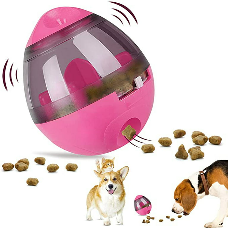 Interactive Dog Toy, IQ Treat Ball Food-Dispensing Toys for Small Medium Large Dogs, Pink
