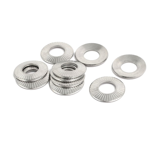 Unique Bargains M10 304 Rondelle de Verrouillage de Coin en Acier Inoxydable Ton Argent 10pcs