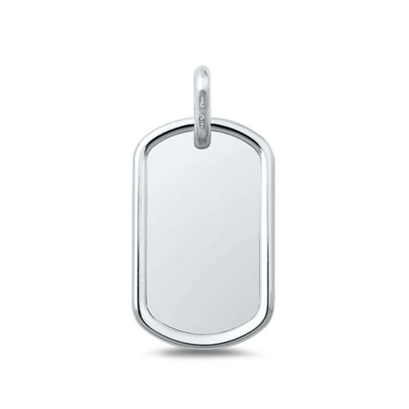 Sterling Silver High Polished Dog Tag Pendant .925 Military Charm Jewelry Female Unisex