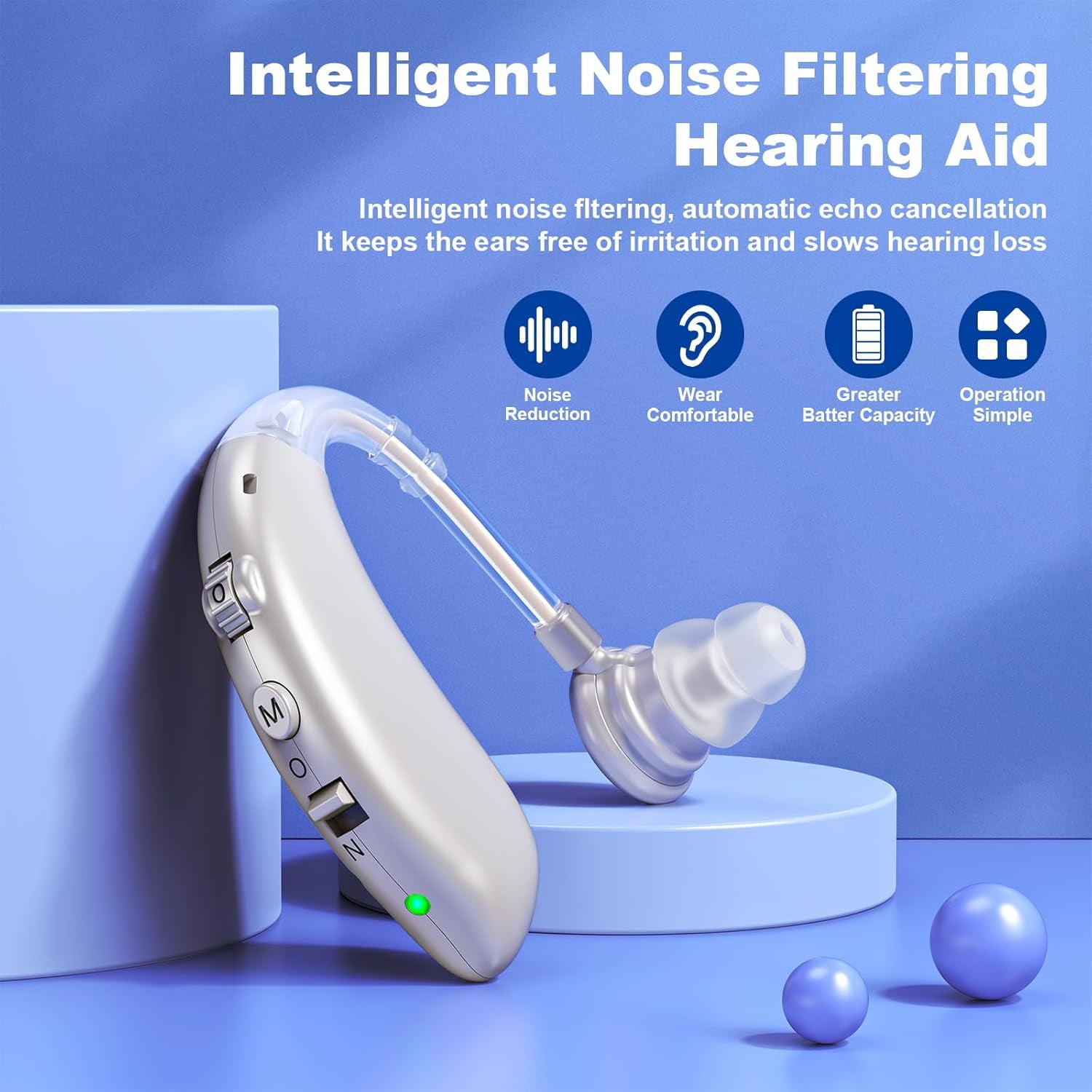 Rechargeable Hearing Aids for Seniors with Noise Cancelling,Hearing Loss Hearing Amplifiers,Digital Hearing Aid,Sound amplifier with Volume Control
